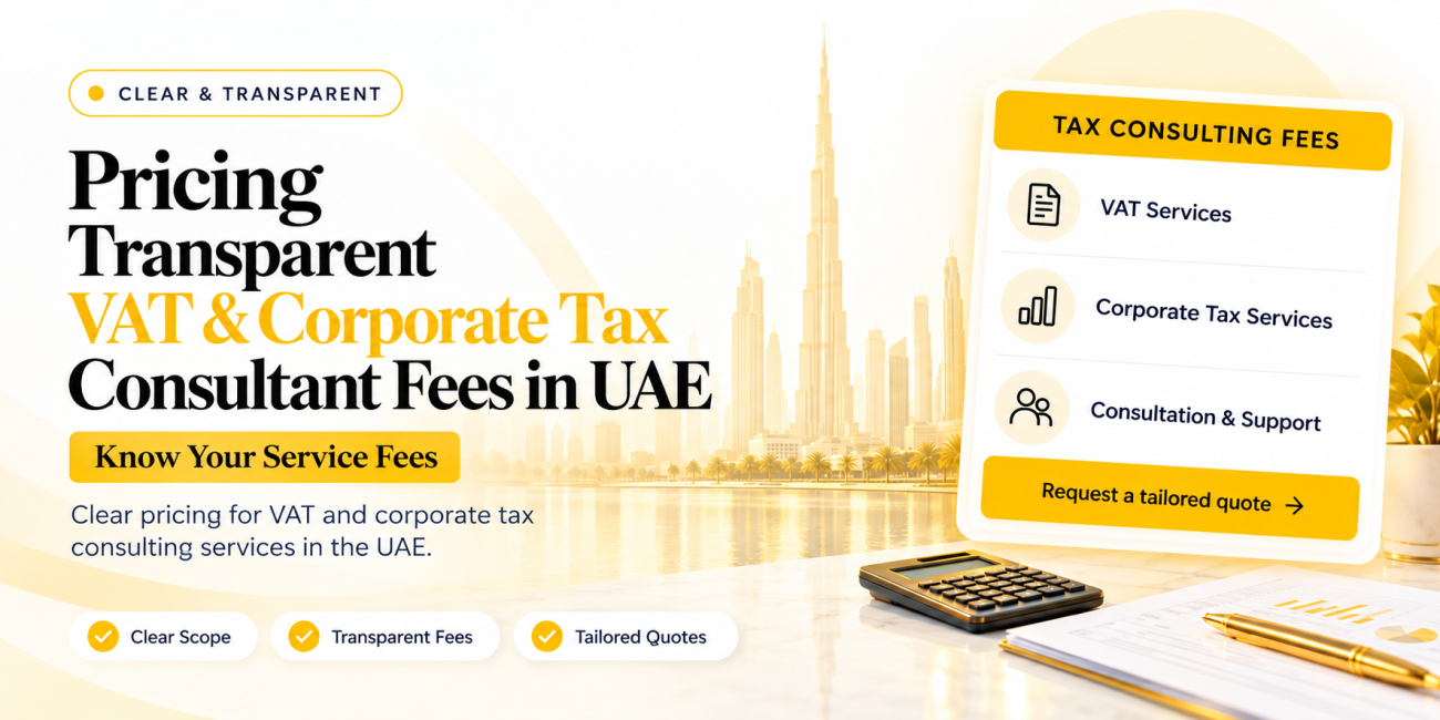 Pricing - Transparent VAT & Corporate Tax Consultant Fees in UAE